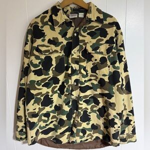 Vintage Duck Camo Quilt Lined Field Jacket Large 90s Button Up Shirt Made In USA
